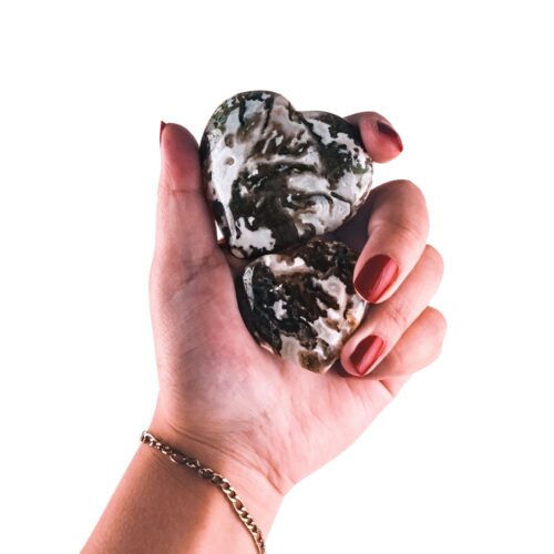 moss agate hearts