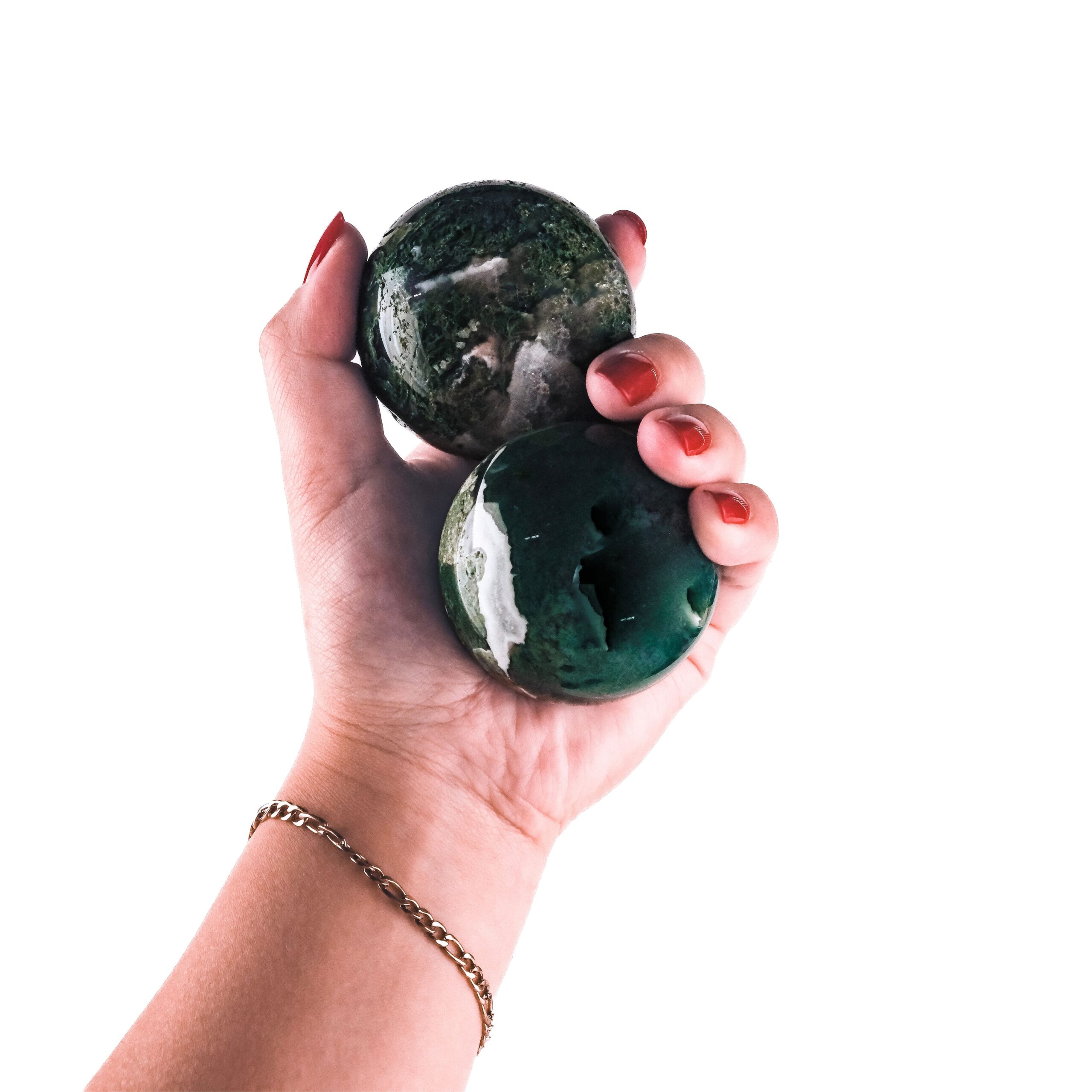 moss agate spheres